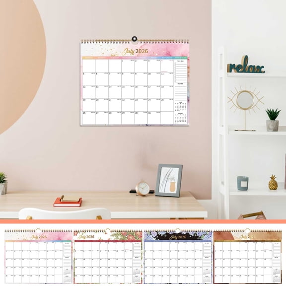 Wall Calendar 2026-2027, July 2026-Dec 2027 Hanging Calendar, 18-Month Monthly Calendar with Twin-Wire Binding for Office Home Planning and Organization