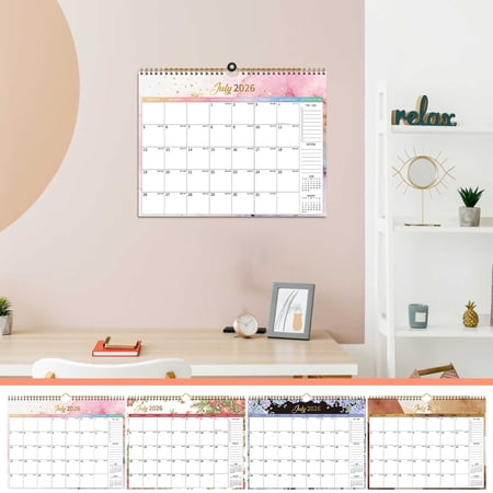 Desktop Wall Calendar 2026 English 18-Month Planner • Flower Coil Design • Daily Schedule Organizer • Holiday Tracker • Home Office Decoration Gift
