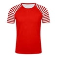 thumbnail image 4 of Glisme Boys Graphic Tees Stripe Print Short Sleeve T Shirt Colorful Festive Comfortable Blend Top For Kids Red Tee Size 6-7 Years, 4 of 4