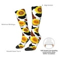thumbnail image 5 of Picia Women Crew Soft Moisture-wicking Socks Sunflower Cow Pattern Design Cotton Socks, One Size fit All, 5 of 9