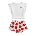 thumbnail image 4 of DHFJKG Womens Pajama Sets Ruffle Sleeveless Shorts Set Valentine's Day Heart Printed Soft Sleepwear 2 Piece Set Relaxed Fit Home Clothes, 4 of 4