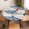 thumbnail image 5 of Vintage Ocean Tuna Elastic Fitted Round Table Cover Retro Oil Painting Waterproof Outdoor Tablecloth for Holiday Party, Picnic, Patio & Dining Fits Tables Up to 36"-44", 5 of 8