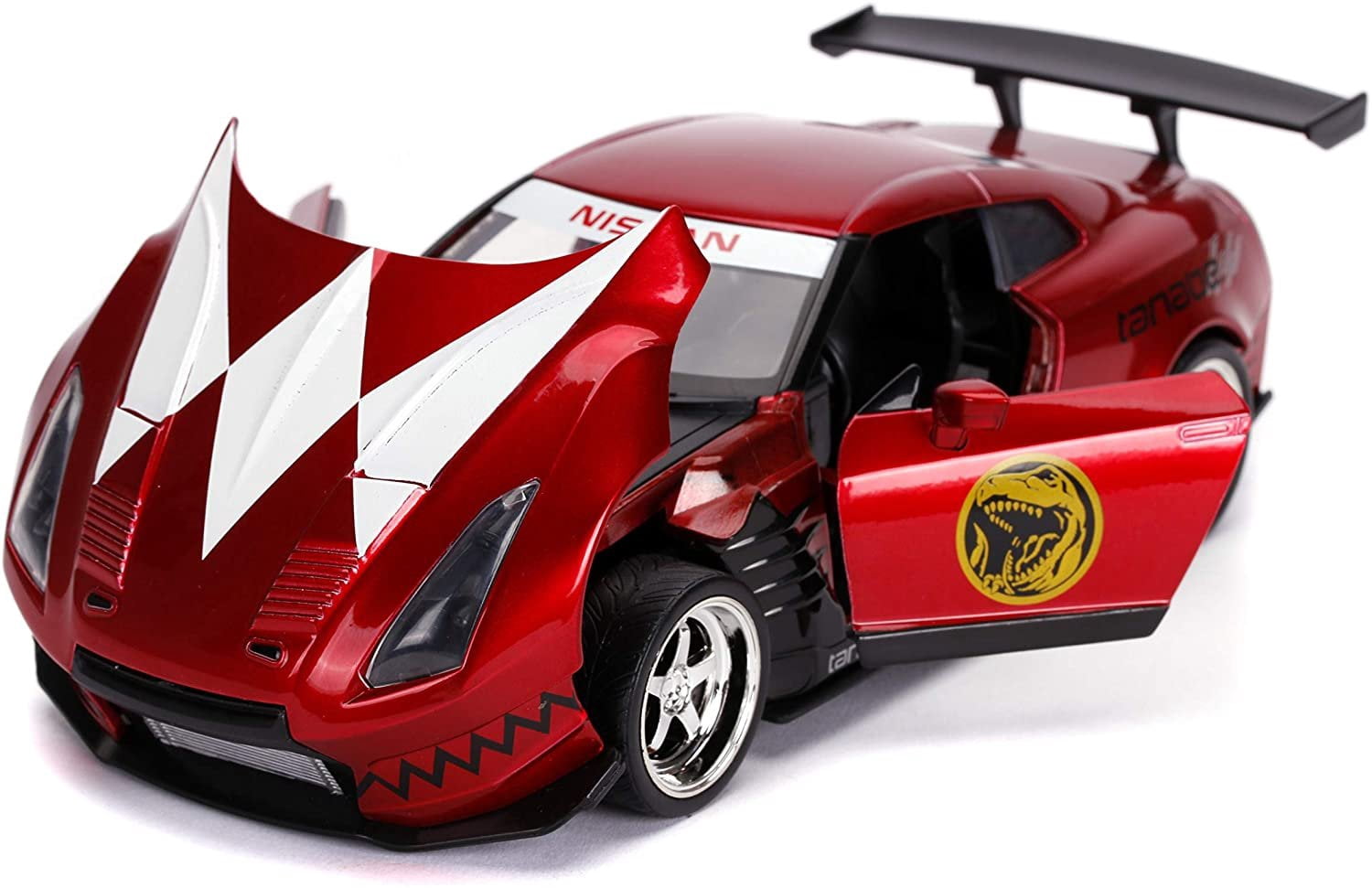 2009 Nissan GT-R (R35) Candy Red and Red Ranger Diecast Figurine "Power Rangers" 1/24 Diecast Model Car by Jada