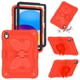 thumbnail image 2 of FJLBDE Case for iPad (A16) 11th Gen 2025/10th Gen 2022 10.9 Inch with Butterfly Stand, Heavy Duty Rugged Protective Cover with Pencil Holder Shoulder Strap for Kids Girls, Red, 2 of 7