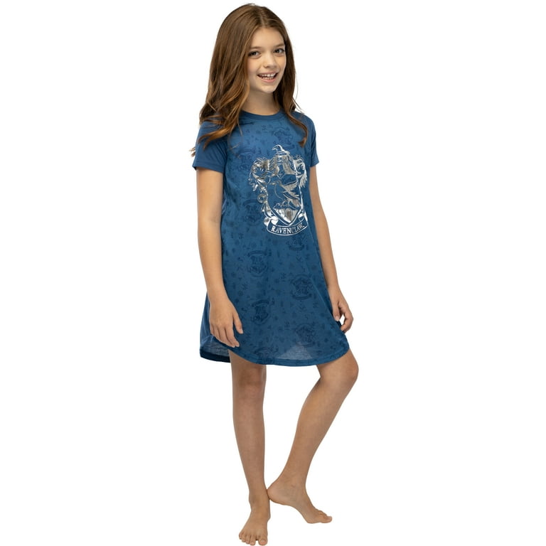 Harry Potter Girls Foil Print Hogwarts Houses S S Raglan Nightgown Walmart