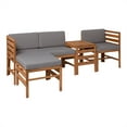 thumbnail image 1 of 5 Pièces en Bois d'Acacia Modulaire Extérieur - 3 Places + Pouf + Table d'Appoint - Marron, 1 of 16