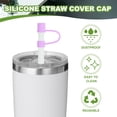 thumbnail image 3 of Silicone Straw Covers Cap Drinking Straw Toppers with Handle Dust-Proof Fit for Water Bottle 30-40 oz Tumbler Purple, 3 of 5