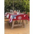 thumbnail image 2 of Outdoor Tablecloth with Umbrella Hole and Zipper, Christmas Red Rectangle Table Cloth 60x102 Inch Waterproof Tablecloth, Cute Gnomes Xmas Winter Snowflakes Picnic Table Cover for Patio Camping, 2 of 7