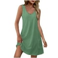 thumbnail image 1 of AherBiu Robes d'Été pour Femmes Robe Débardeur Décontractée Sans Manches Ligne A Broderie Œillet Col en V Mini Robes, 1 of 5