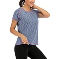 thumbnail image 5 of LELINTA Women's Plus Size Short Sleeve Women Quick Dry Slim Fit Yoga Tops Activewear Sports T-Shirt Pink/ Blue/ Grey, S-3XL, 5 of 7