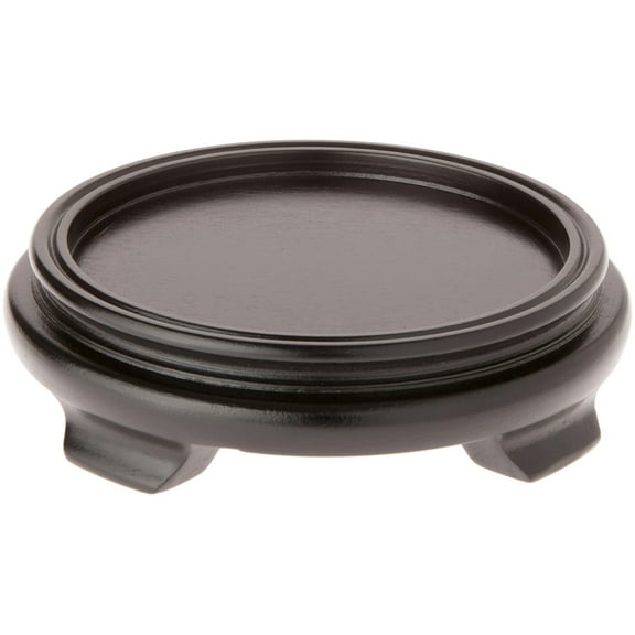 Plymor Black Round Wood Veneer Footed Display Base, 6.25" W x 6.25" D x 1.5" H (5" Display Diameter)