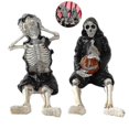 thumbnail image 2 of Figura de resina con forma de esqueleto de calabaza aterradora, estatuas de mesa para decoración del hogar de Halloween, color negro, 1 pieza, 2 of 5