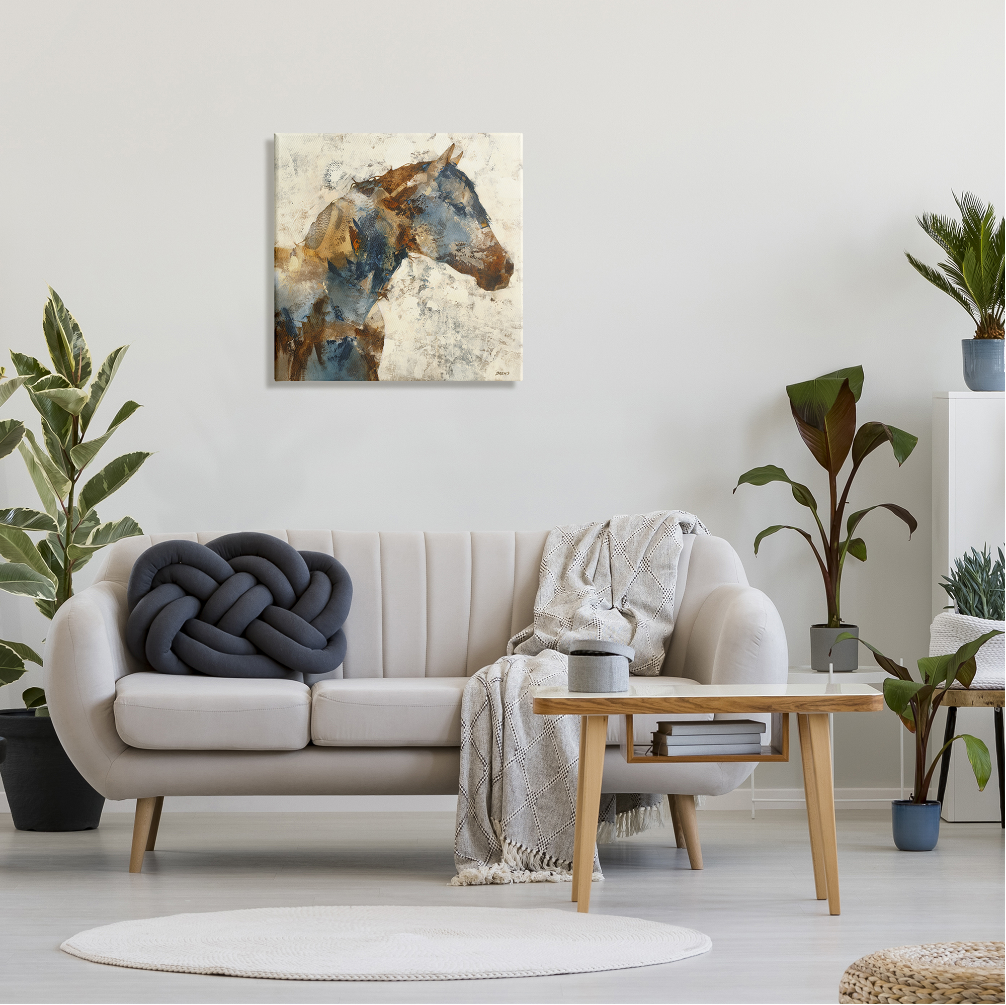 Stupell Industries Abstract Horse Layered Blocked Strokes Earth Tones Painting Gallery Wrapped Canvas Print Wall Art, Design by Scott Brems