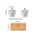 thumbnail image 3 of Hand Drawn Pattern Sugar Bowl With Lid, Ceramic Teacup Shape Sugar Pot, Coffee Accessories, Sugar Pourer, Kitchen Storage-Green Blue Plum-2 Set, 3 of 8