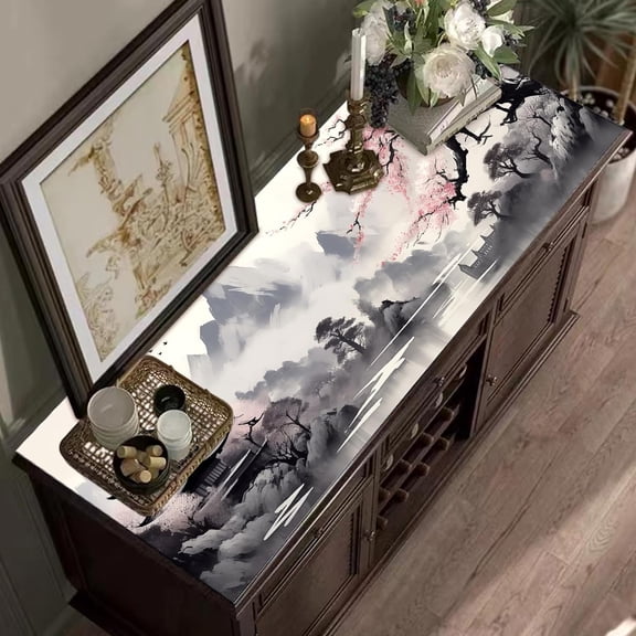 Japanese Large Gaming Mouse Pad Anime Extended Cherry Blossom Mouse Pad with Stitched Edges 3mm for Home Office, 31.5 X 11.8 Inch