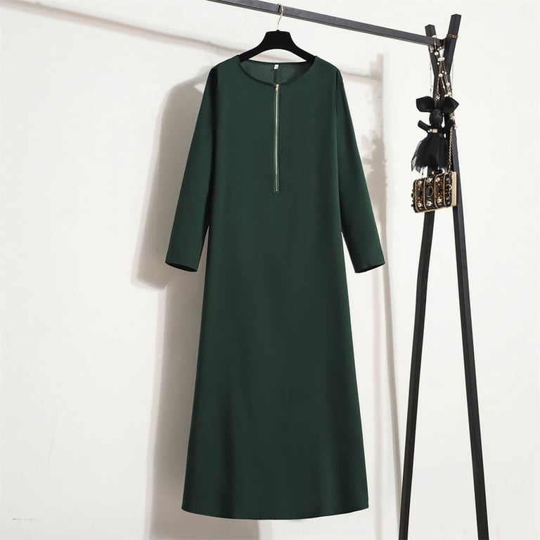 FAKKDUK Muslim Dress for Woman, Women's Summer Dresses For Women Muslim  Zipper Solid Color Long Sleeves Dress Muslim Maxi Abaya Eid Ramadan Formal  Gown with Sleeve Prayer Dress,M - Walmart.com