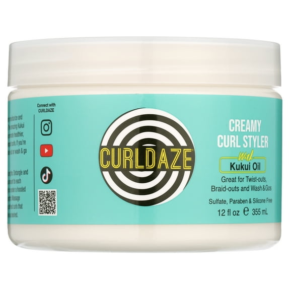 Curldaze Creamy Curl Styler with Kukui Oil 12 oz., All Hair Type, Moisturizing