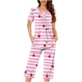 thumbnail image 2 of CAZOFW Womens Pjs,2 Piece Short Sleeve Top,Capri Pant,Loose Soft Home Lounge Sleepwear Sizes S-3X, 2 of 6