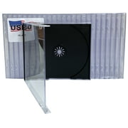USDISC CD Jewel Cases Standard 10.4mm, Single 1 Disc, Black, Pack Of 100