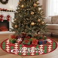 thumbnail image 4 of A Red And White Christmas Tree Skirt With Reindeer Snowflake Santa Design Polyester Material Holiday Home Decor For Festive Season, 4 of 7