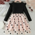thumbnail image 4 of Girls Sparkle Star Long Sleeve Dress, Black Pink Tulle Party Dress with Ruffle Shoulder for Kids Kids,Size 4-5 T, 4 of 7