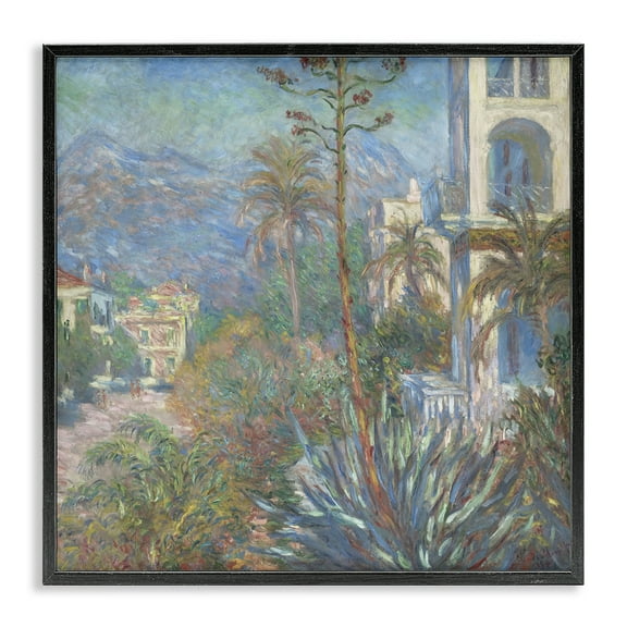 Stupell Industries Classic Villas at Bordighera Landscape & Nature Painting Black Framed Art Print Wall Art, 12 x 12