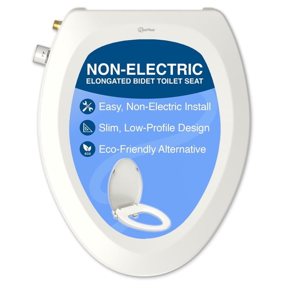 Clear Rear Elongated Bidet Seat, Adjustable Spray with Rear and Feminine Nozzles