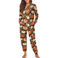 thumbnail image 2 of DISNIMO Womens Pajama Set Pumpkin Maple Leaf Print 4 Piece Pjs Lounge Set with Hair Band Long Sleeve Sleepwear with Long Pajama Pant Casual Loose Loungewear Nightwear with Pockets, S, 2 of 7