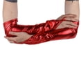 thumbnail image 3 of Doomiva Women's 1920s Shiny Fingerless Metallic Gloves Carnival Elbow Long Gloves with Mermaid Scale Dance Party Clubwear Costume Red One Size, 3 of 7
