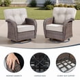 thumbnail image 6 of Giantfurnni 6 Piece Patio Wicker Furniture Sets, Outdoor 5" Thick Cushioned Conversation Sofa Sets with Rocking Swivel Chairs, Ottomans and Coffee Table for Backyard Porch Garden, Beige, 6 of 11