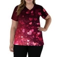 thumbnail image 5 of Women's Valentine's Day Scrubs Top V Neck Short Sleeve Tops Cute Heart Printed Plus Size Nursing Uniforms Valentine's Day Soft Stretchy Holiday Scrub T Shirts, 5 of 5