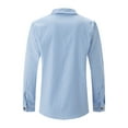 thumbnail image 5 of JLFKNG Mens T-Shirts Simple Solid Color Shirt Tops Lapel Long Sleeve Cotton Linen Breathable Loose Fit Tee Shirts Buttons Up Lounge Summer Tops, 5 of 5