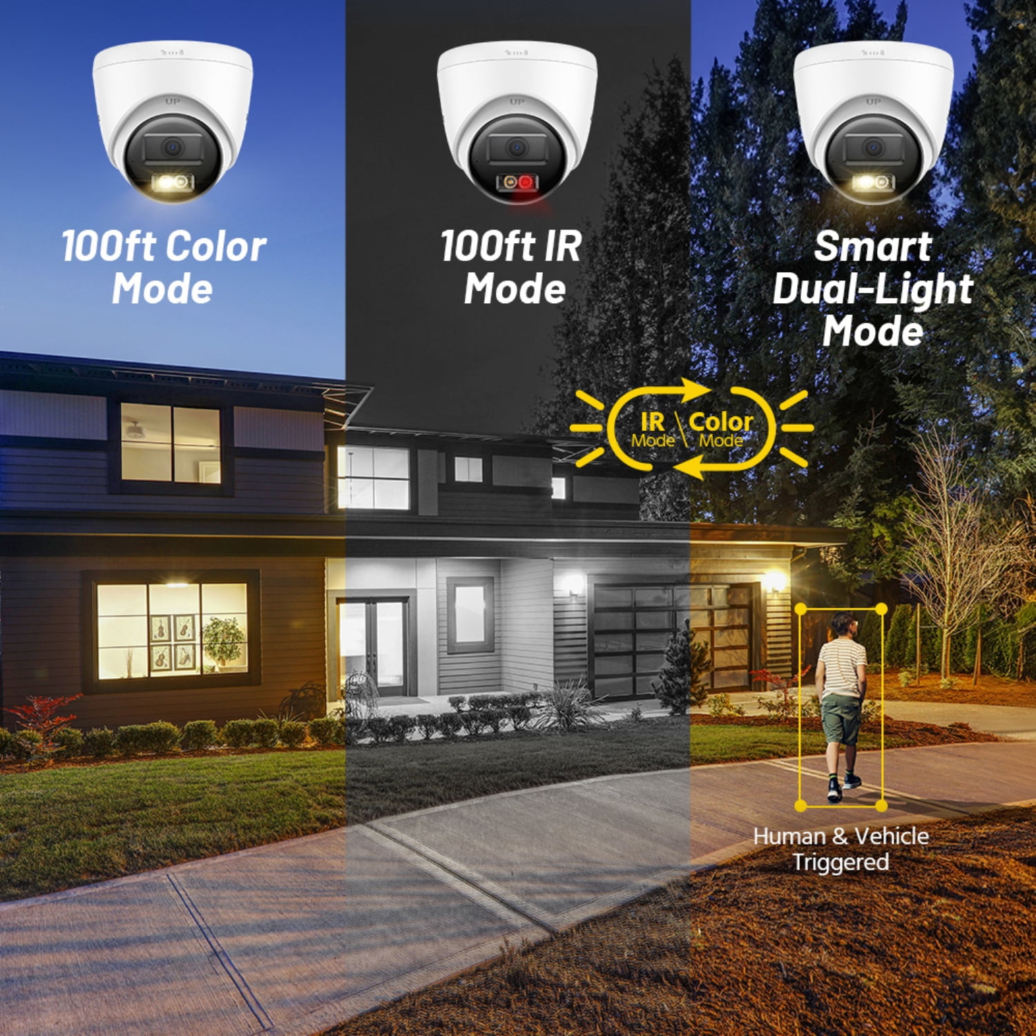 ANNKE 4K 4PCS H.265+ POE Security IP Camera Two Way Audio Outdoor AI Color Night Vision IP67, Smart Dual Light, Turret Wired Cameras, 4mm Lens, Built-in Mic, Human/Vehicle Detection, IP67 Waterproof
