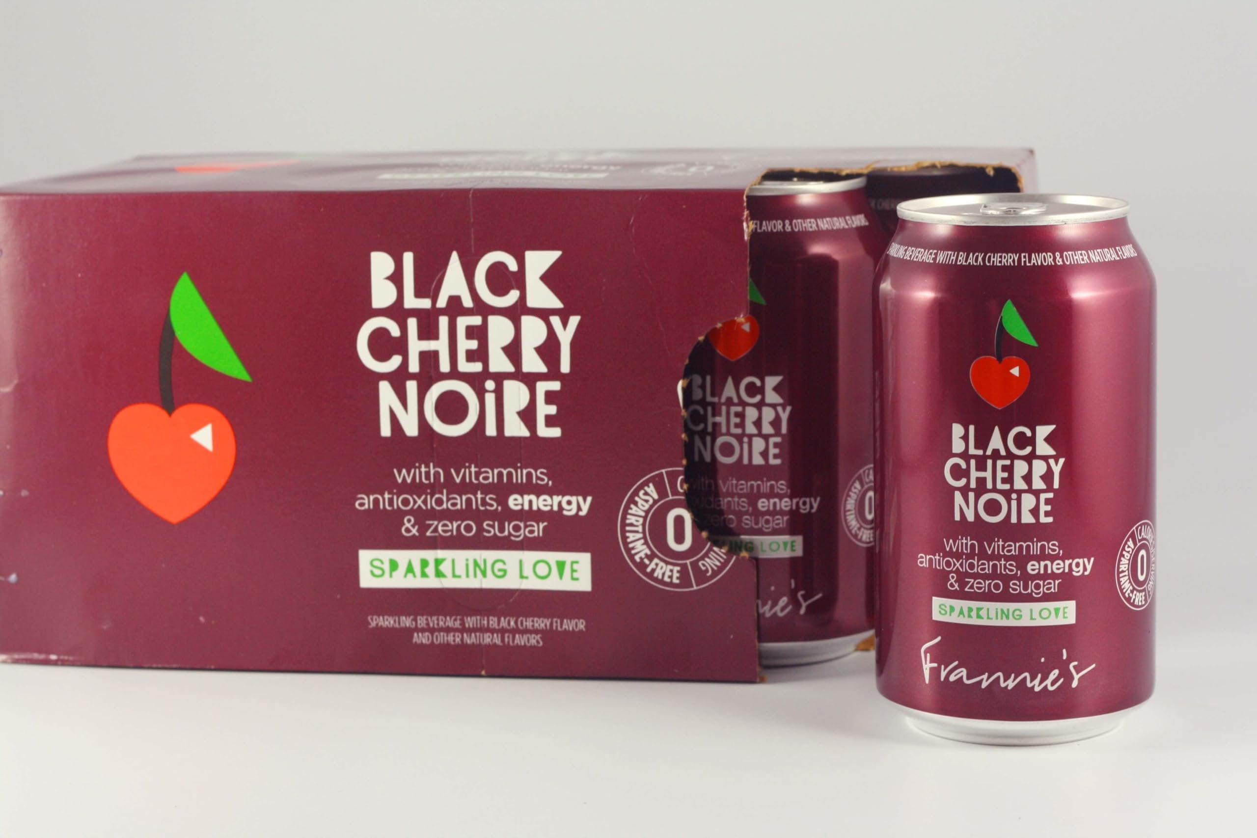 KauffmanTreats Frannie Sparkling Beverage- Zero Calories & Sugar, Aspertame Free: 24-Ct Case 12 Oz. Cans Black Cherry Noire