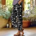 thumbnail image 2 of Fiaer,Womens Oversized Baggy Trousers,High Waist Stretch Printed Lounge Pants for Women,Women's Casual Trendy Straight Leg Slacks with Pockets Black XXL, 2 of 5