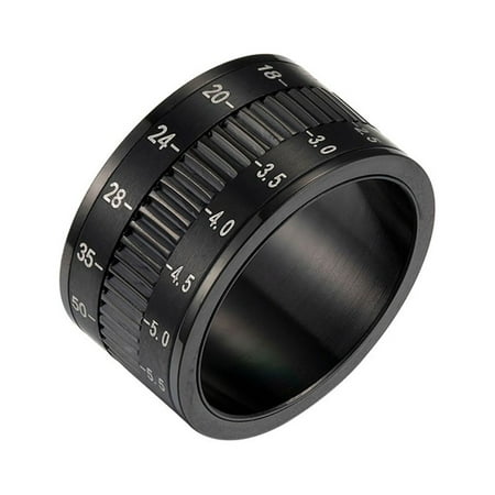 Image of 1PC 12MM Titanium Steel Ring Rotating Camera Lens Ring Stylish Finger Ring Creative Camera Lens Finger Ring Unisex Finger Ring S