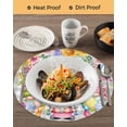 thumbnail image 3 of 15 Inch Round Placemats Set of 4, Easter Gnomes Non Slip Heat Insulation PP Table Mats, Spring Floral Eggs Flowers Butterflies Gray Plaid Washable Place Mats for Kitchen Dining Party Table Decor, 3 of 7