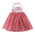 thumbnail image 1 of Robe Longue Princesse Fille Fleur Unie Bébé Dentelle Robe de Fête Robes Formelles Rose 2-3 Ans, 1 of 7
