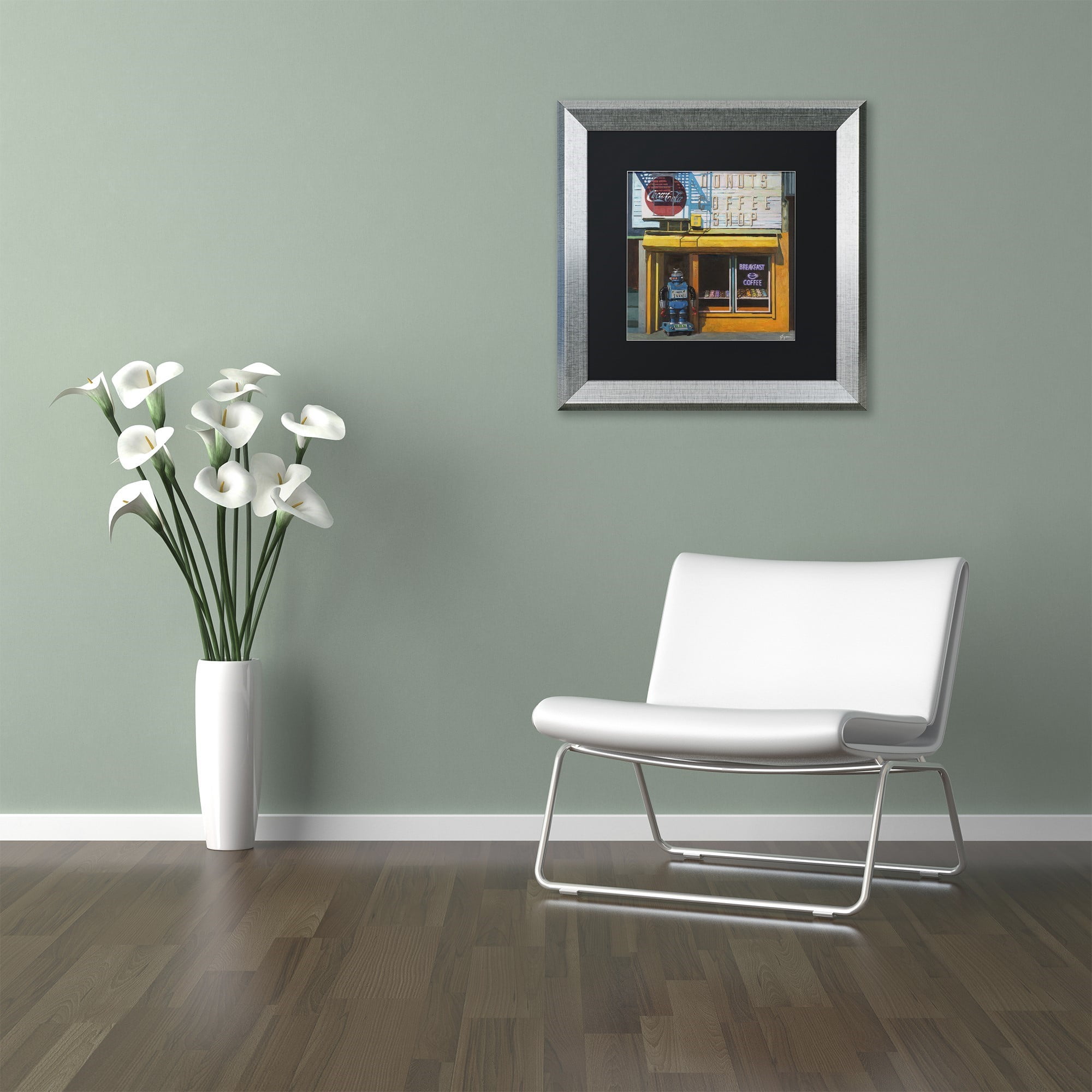 Trademark Fine Art ''Blue Zeroid'' by Eric Joyner 16" x 16" Black Matted Silver Frame (886511839564)
