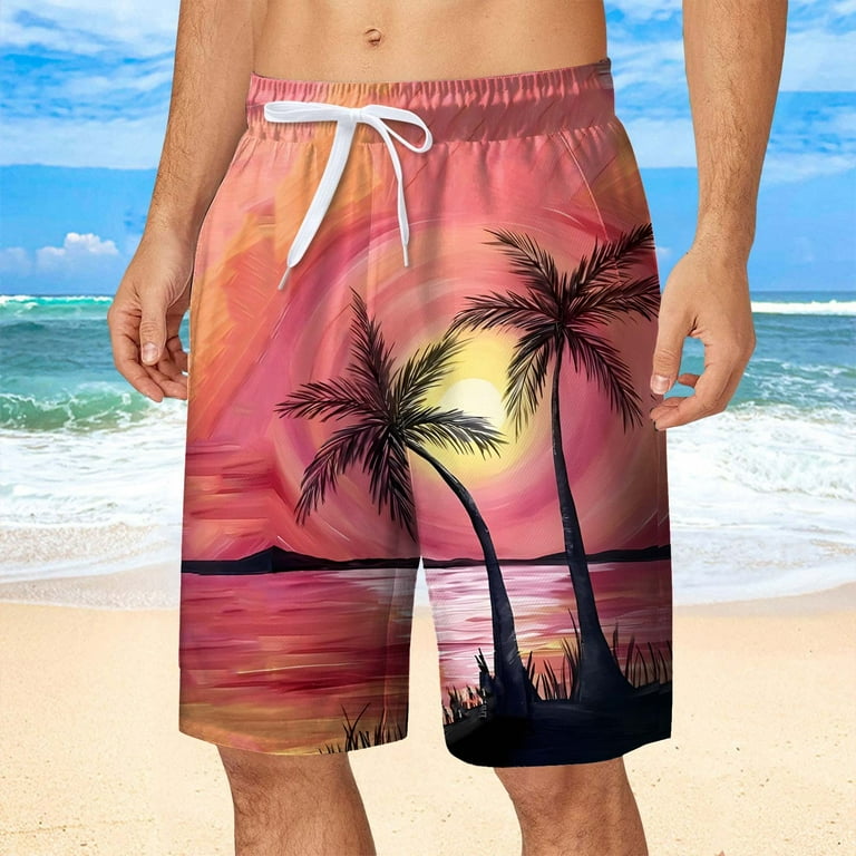 XASZHN Men Shorts Swimming Shorts Elastic Waistband Board Shorts Breathable Beach Shorts Men Sports Shorts 3D Printed Big and Tall Shorts Khaki XXL