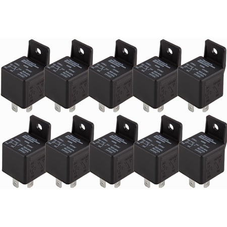 10 PACK 12 VOLT DC 40 AMP SPTD AUTOMOTIVE RELAY 5 PIN W/MOUNTING TAB
