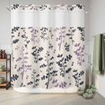 thumbnail image 6 of No Hook Shower Curtain, Purple Grey Botanical Shower Curtains for Bathroom with See Through Top Window, Rustic Country Spring Floral Summer Leaf Waterproof & Washable Bath Curtain 66"x72", 6 of 9