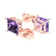 thumbnail image 2 of Clara Pucci 3Ct Alexandrite Princess Cut VVS1 Push Back Stud 14k Solid hypoallergenic Gold Designer Earrings For June, 2 of 7