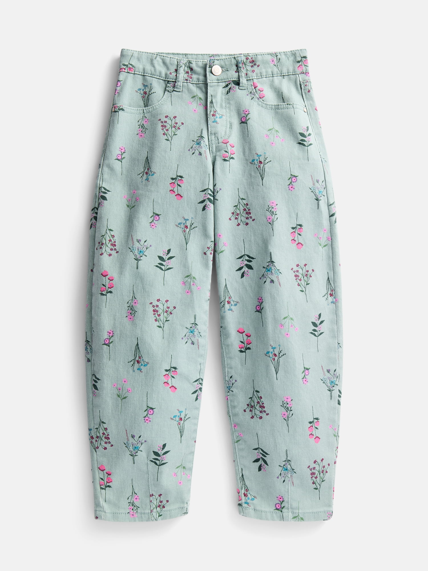 Wonder Nation Girls Ankle Length Barrel Jeans, Sizes 5-18