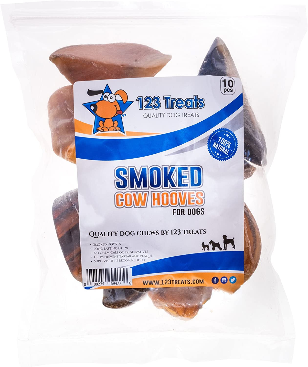Smoked Cow Hooves 10 Count Dog Dental Treats Beef Hoof From 123