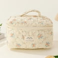 thumbnail image 2 of 3 Pc Cotton Quilted Makeup Bag Makeup Bag Aesthetic Cute Cosmetic Bag Large Small Travel Toiletry Bag, 2 of 7