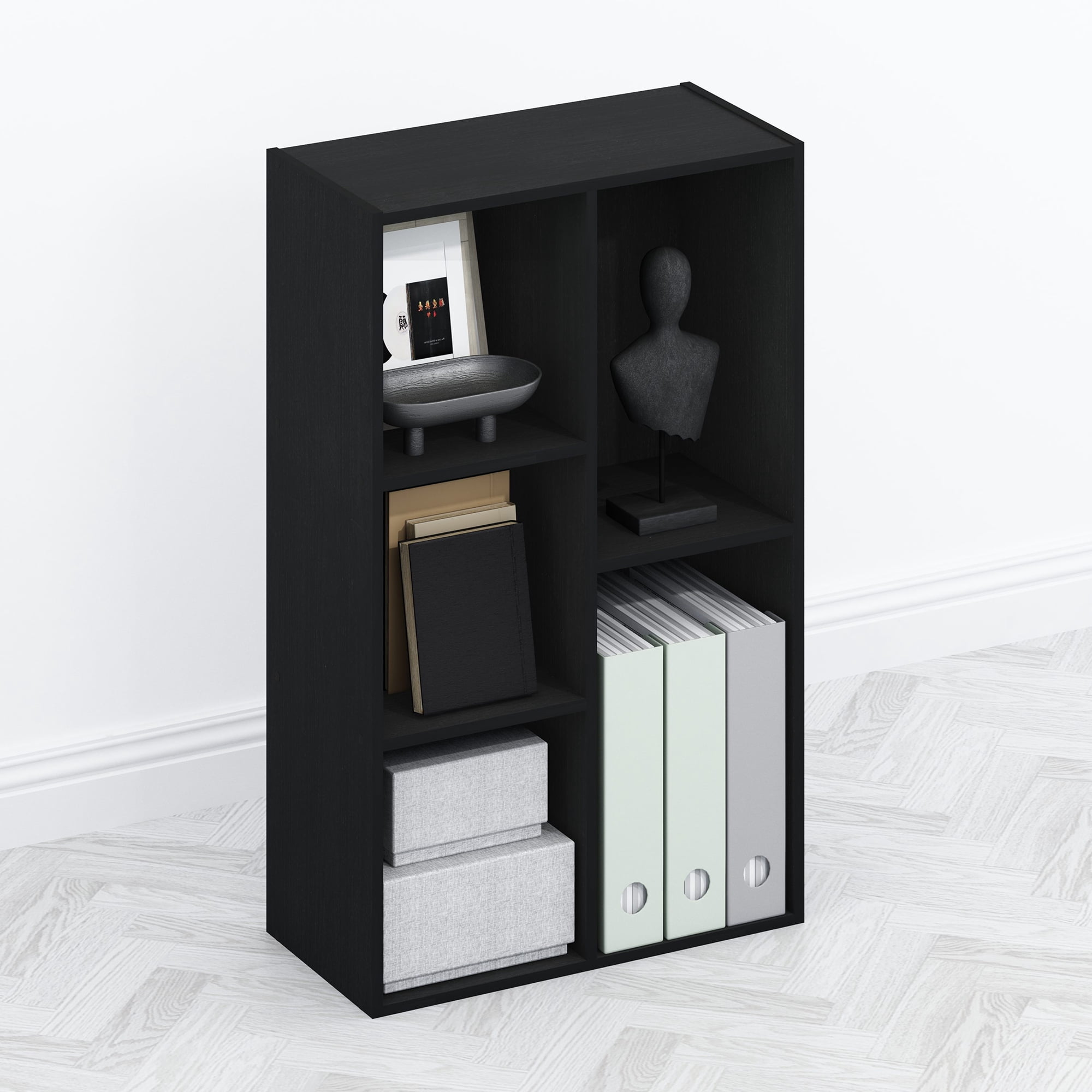 Furinno Tomi Organizer Bookcase, Bookshelf, 5-Cube, Blackwood