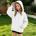 thumbnail image 3 of hotojiny Girls Sweatshirt Oversized Hoodies for Teen Boys Unisex Long Sleeve Quarter Button Pullover Thermal Clothing(White,15-16 Years), 3 of 6