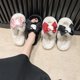 thumbnail image 3 of Zapatillas de felpa de estilo princesa de Hello Kitty para niña, pantuflas de piel para el hogar con pajarita de corazón, mismo estilo de dibujos animados, otoño e invierno, nuevo, 3 of 3