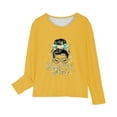 thumbnail image 4 of SGFCWSX Long Sleeve Shirts for Kids Girls Beautiful Girl Print Tops Fall T-Shirts Yellow Size 5 Years, 4 of 5